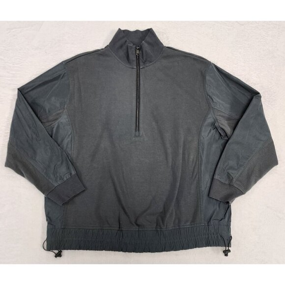 Athleta Triumph Hybrid half zip sweatshirt Bali Green Medium - Picture 3 of 6